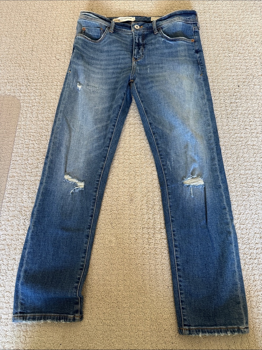 Anthropologie Women's Boyfriend Jeans - Faded Blue Distressed